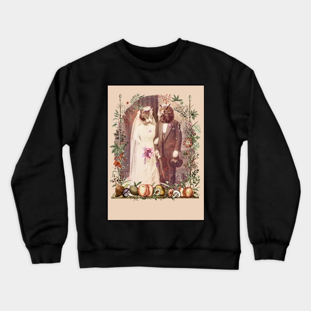 Owl and Pussycat Wedding with fruits and flowers Crewneck Sweatshirt by sandpaperdaisy